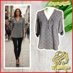 EXPRESS - Sz S - white black gold zipper shirt buttoned sleeves or long sleeve